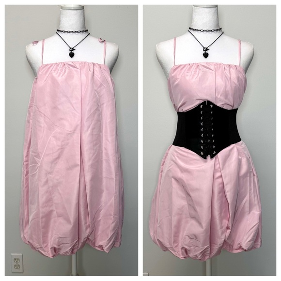 Old Navy Dresses & Skirts - Pink Barbiecore Coquette Taffeta Bubble Hem Mini Dress NWT L Formal Prom